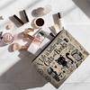 Double-Sided Cosmetic Storage Pouch with Cat Book Art Design, Multi-Purpose Daily Toiletry Bag, Fashionable Portable Accessory
