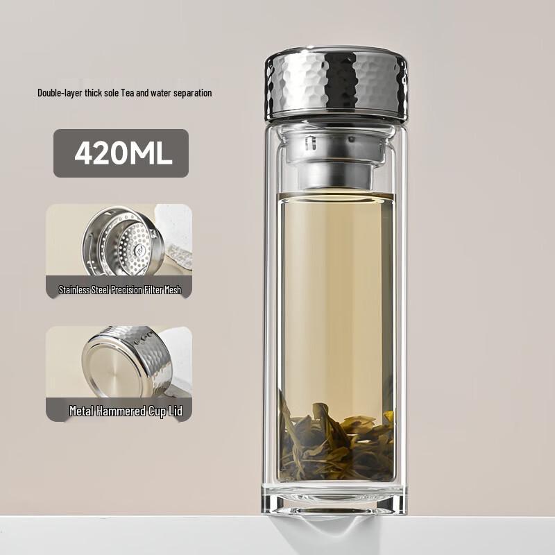 Ms. Kitchen Double-Wall Glass Tea Infuser Bottle