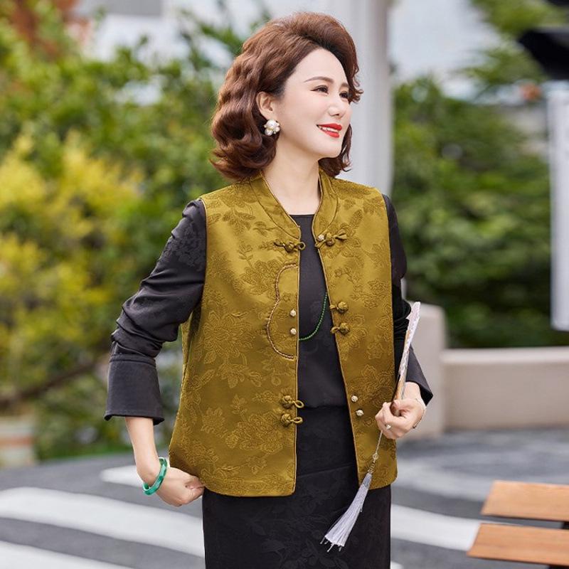 2026 New Chinese Style Spring Vest for Middle-aged and Elderly Women