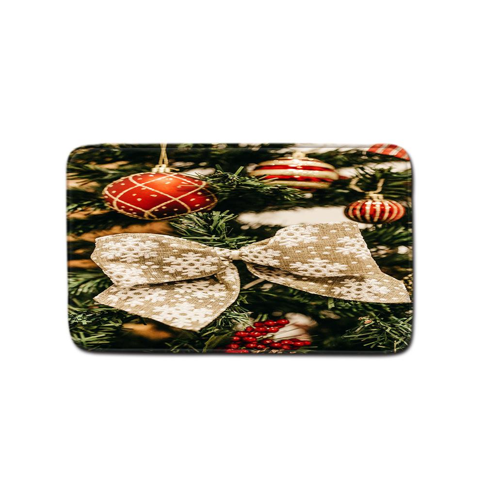 Christmas Shower Curtain Floor Mat Combination Four-Piece Set Bathroom Toilet Carpet Shower Room Mat Foot Mat