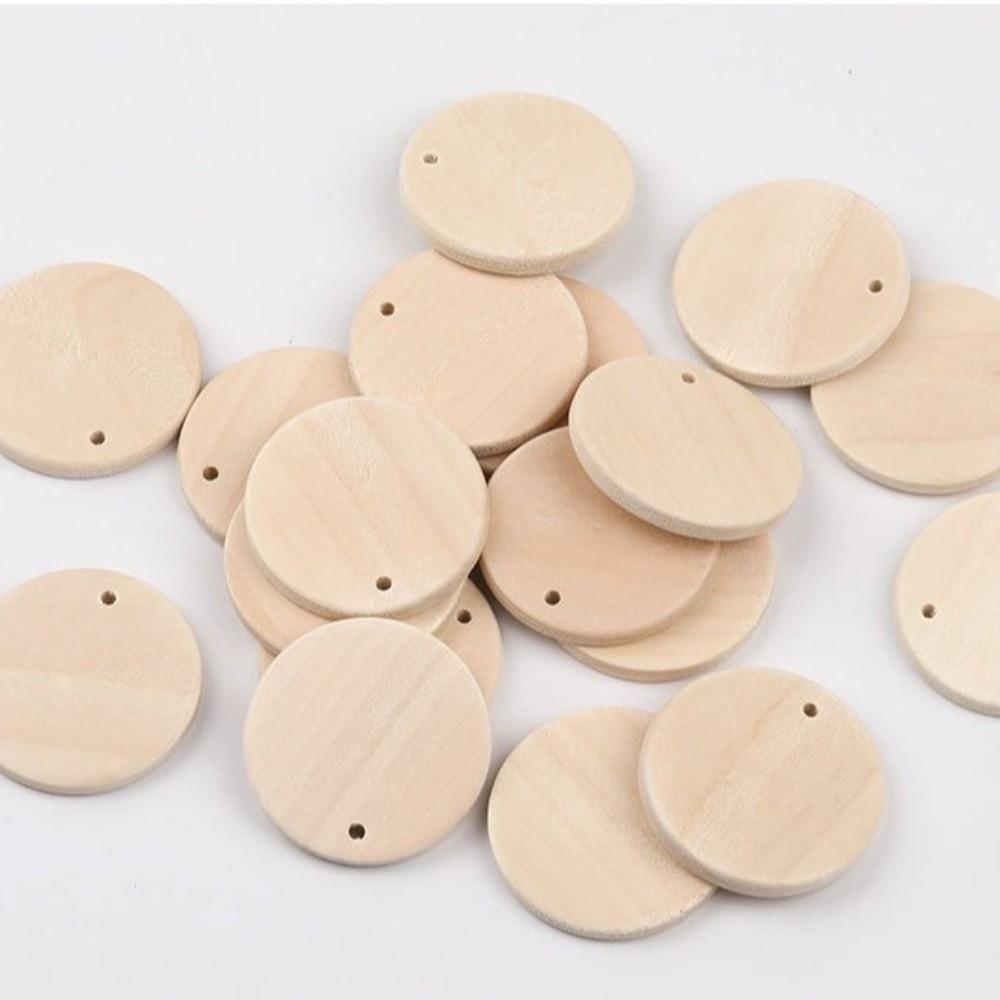 50Pcs DIY Crafts Wooden Discs with Keychain 35mm Round Wooden Ornaments  Reminder Record