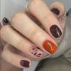 Fashionable Press On Nail With Sparkling Fall Leaves Design Reusable Artificial Nail For Daily Wear