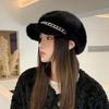 Autumn and Winter Beret Cap Women's Imitation Mink Hair Thermal Ear Protection Hat Versatile Casual Retro Octagonal Hat Painter Hat