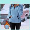 Cotton Blend Crew Neck Zip Pocket Sweater For Women Autumn Winter Streetwear
