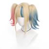 Harley Cosplay Wig Super Villain Doujin Halloween Pink Dyeing Gradient Ponytails Heat Resistant Synthetic Hair Wigs + Wig Cap