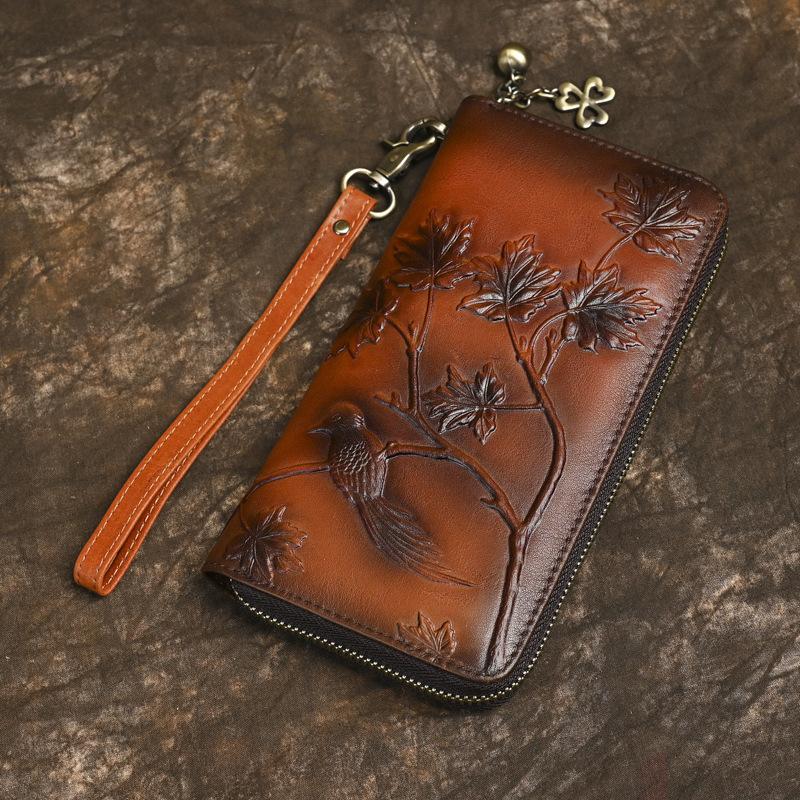 Wallet Women s Head Layer Leather Women s Wallet Genuine Leather Wallet Long Wallet Women s Zipper Bag Women s Handheld Bag Large Capacity