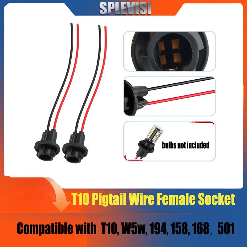 T10  194 912 Socket Extension Harness,Tail Light Socket with Wire Harness,Side Marker Light Sockets Replacement Car Accessories 1 Pair