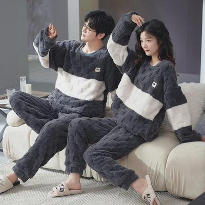 Unisex Coral Velvet Long Sleeve Pajama Set - Autumn/Winter