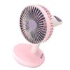 Desk Fan 3 Speed USB Charging Simple 1200mAh Quiet Portable Table Fan for Office Outdoor Home Pink