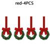 Red Ribbon Bow Christmas Cabinet Wreath Stylish for Kitchen Decor Holiday Party Ornament Festive Home Decor Set