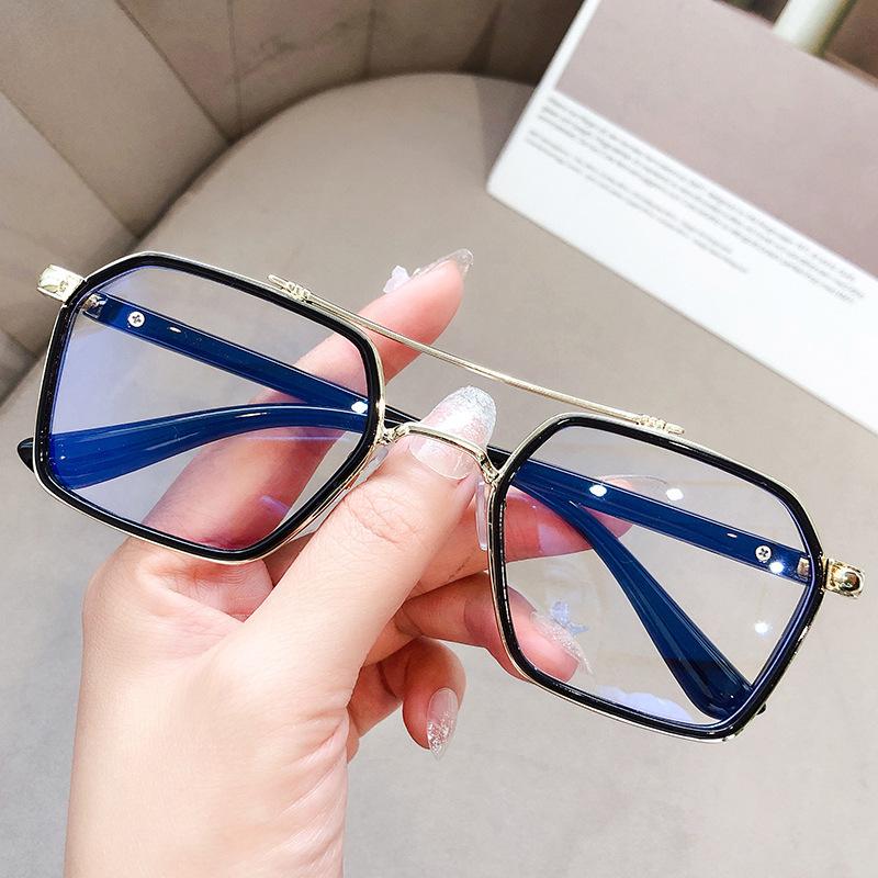 Double Beam Glasses Retro Flat Light Glasses Frame Internet Celebrities With The Same Degree Anti-Blue Myopia Glasses Glasses Frame