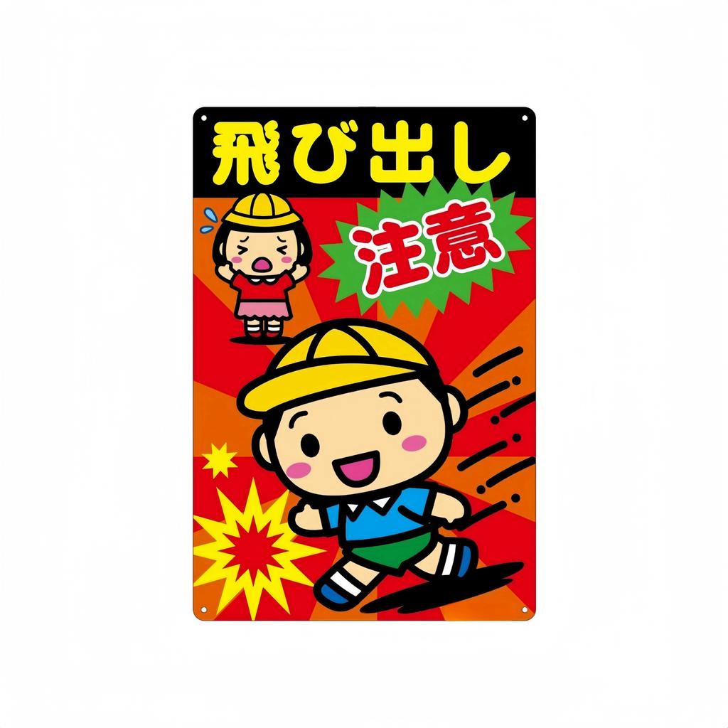 Japanese Metal Tin Warning Signs Do Not Play Outside. Attention To Children's Signs for Walls, Roads, Outdoor Warning Signs