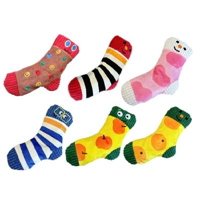 Small Dog Chew Toy With Squeaker Plush Sock Shape Pet Chewing Teething Interactive Entertainment Toy For Breeds