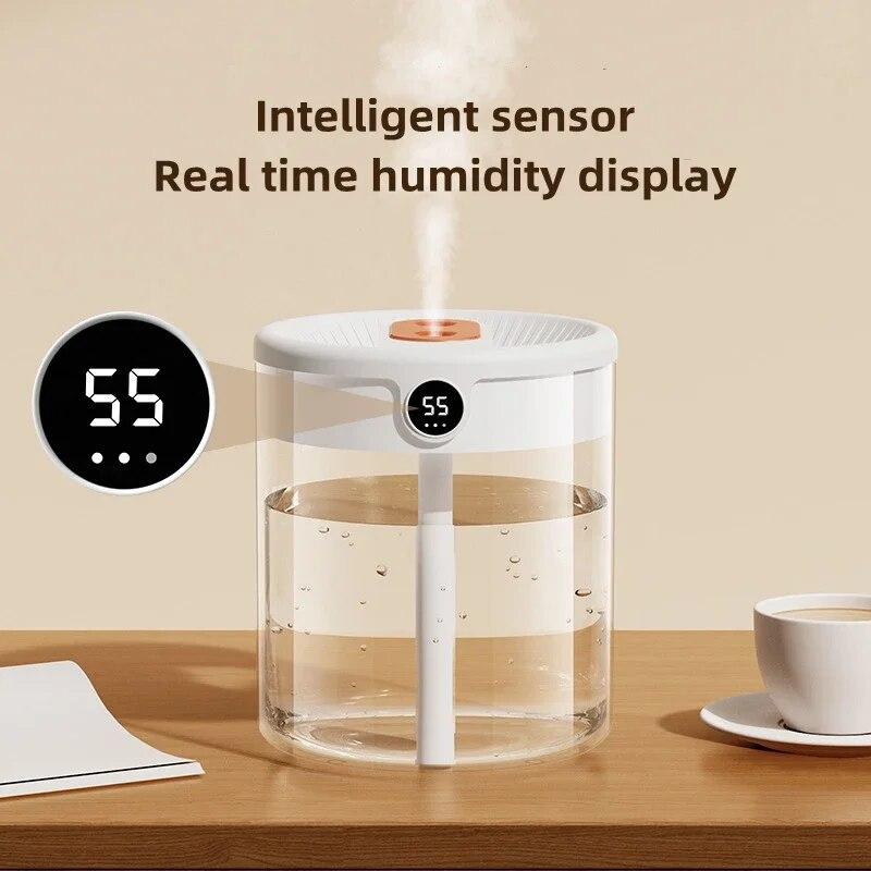 2L Double Nozzle Air Humidifier with LCD Humidity Display Large Capacity Aroma Essential Oil Diffuser for Bedroom