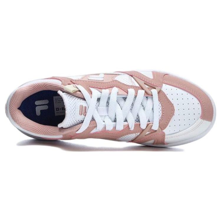 Fila Fusion Smash Fabric Shock Absorption Non-Slip Low-Top Retro Basketball Shoes Women Sneakers White Pink T12W323201FWM