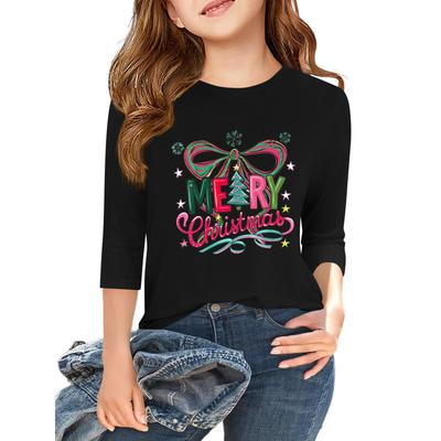 Barne 3/4-ermet Independence Day-trykket rund hals avslappet t-skjorte