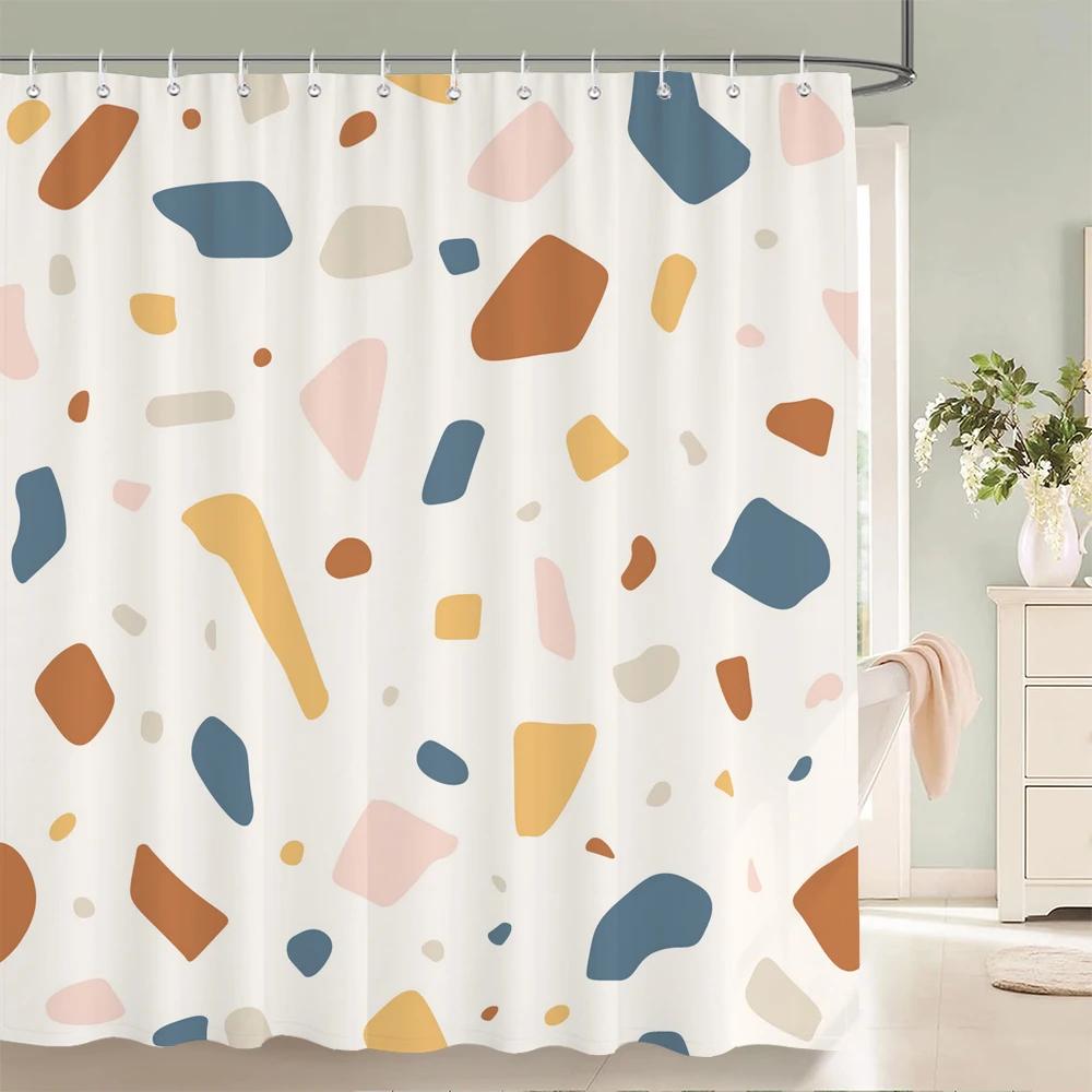 Modern Nordic Mosaic Pattern Shower Curtains Bathroom Polyester Bath Curtains Printing Shower Curtain Decor With Hooks Curtain