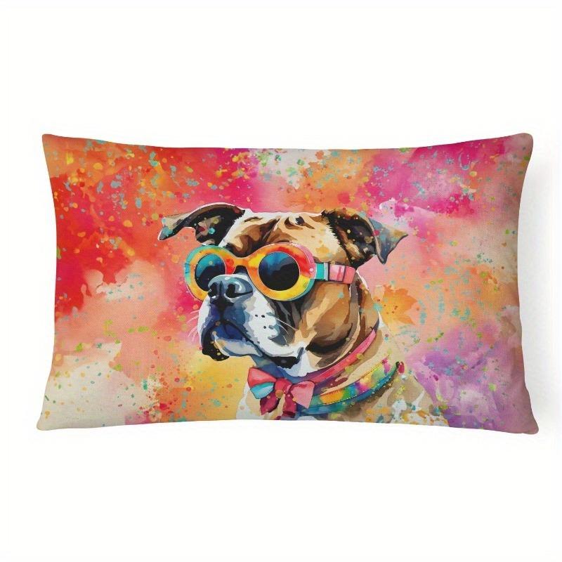 Retro Hippie Golden Retriever Pillow Case Suitable For Sofa Bedroom Car Pillow Cover Cushion Rectangular Back Cushion