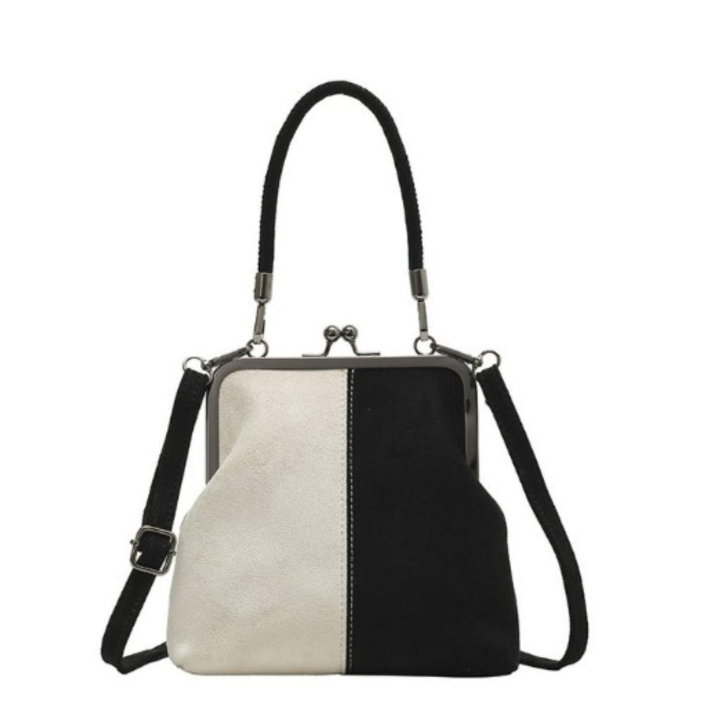 Vintage China-Chic Women's Handbag Temperament Clip On Commuter Crossbody Bag British Style Simple Shoulder Bag