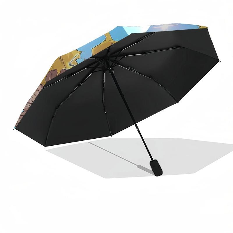 1pc My Hero Academia: Izuku Midoriya & Katsuki Bakugo Outdoor Umbrella - Automatic Opening/Closing, Portable 3-Fold Design with Iron Frame - Perfect G