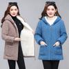 Winter Coat Hooded Middle-Aged Women's Clothing Velvet Thick Polar Fleece Woolen Jacket Cotton-Padded Jacket Women Elegant