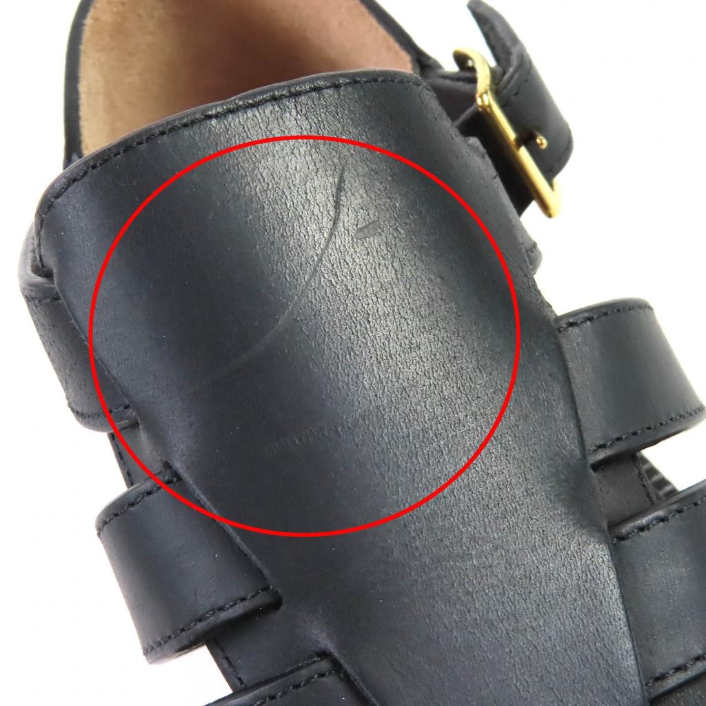 Pristine LOEWE Sandals CAMPO Logo Buckle Gurkha Sandals Black 39 L814465X77 Used