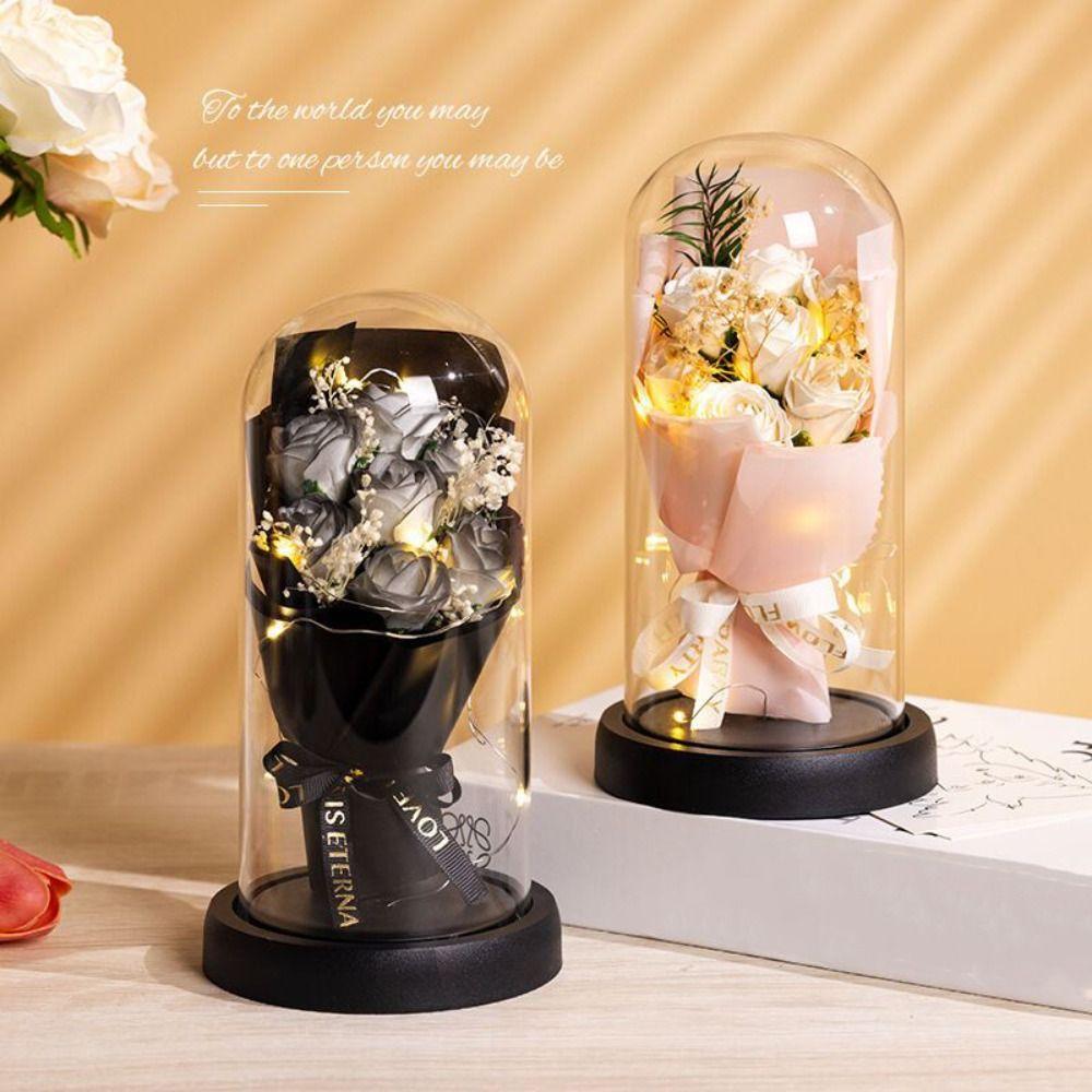 LED Light Rose Eternal Flowers Realistic Simulation Flower Starry Sky Bouquet  Valentine's Day