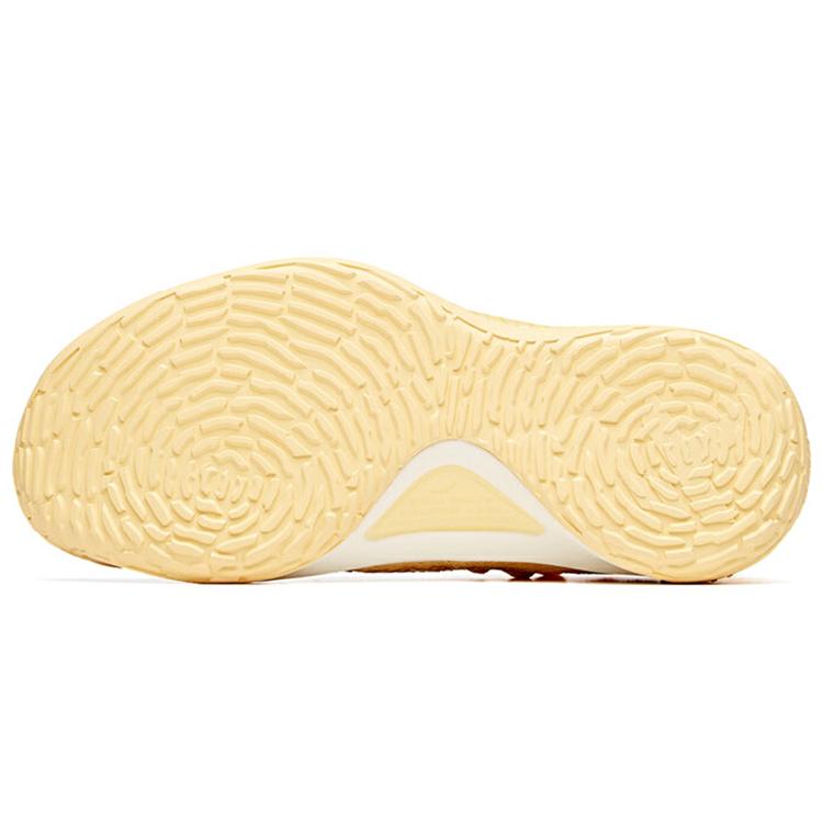 PECHOIN X Anta Cushioning Slip Resistant Abrasion Resistant Mid Top Basketball Shoes Women's Yellow White 122021102-2