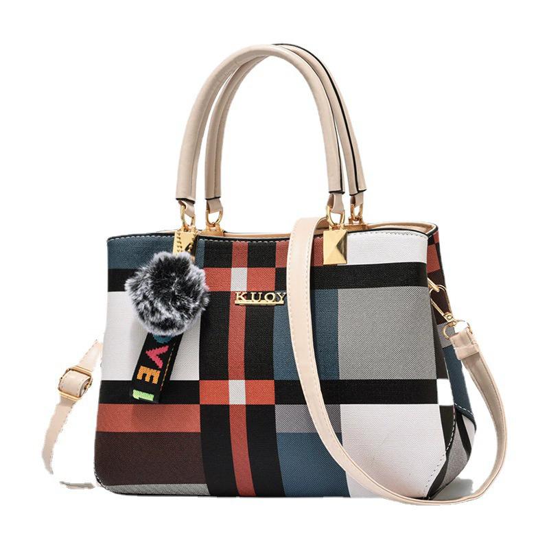 Elegant Designer Women PU Leather Top-hand Tote Bag Hairball Tassen Crossbody Shoulder Bags бежевый 1930₽