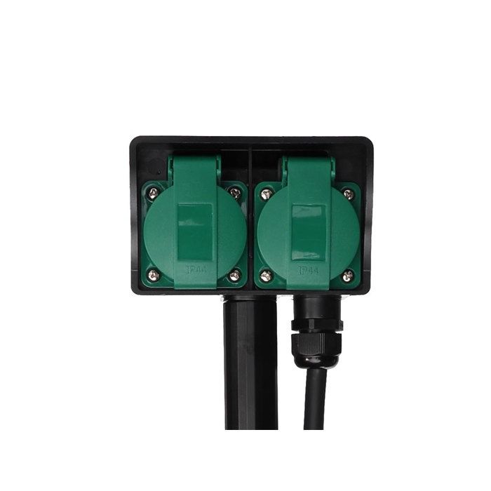 Prise de jardin - PEREL - EG2W - 2 prises double - Noir - Avec piquet de terre