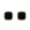 S925 Silver Needle Fashion Simple Geometric Earrings Women's Personalized Fashion Black Earrings Niche Design Temperament Earrings