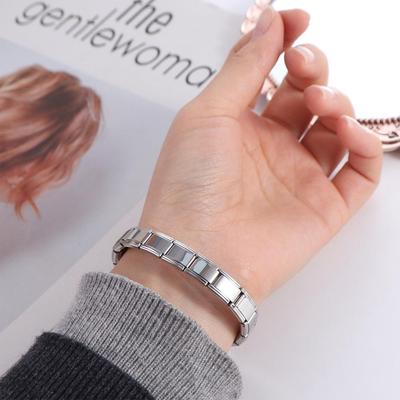 Elastic Italian Starter Charm Bracelet Handmade Men Bangle Stainless Steel Bracelet  Vacation