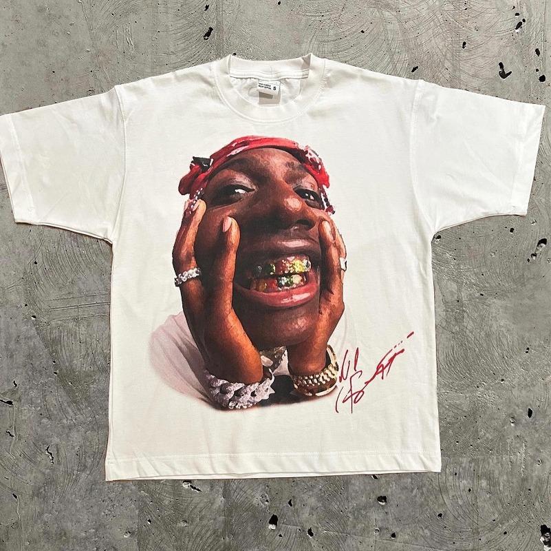 Y2k Europe and The United States New Summer Unisex Tshirt Portrait Printed Harajuku Hip Hop Personality Fashion Couple Shirt