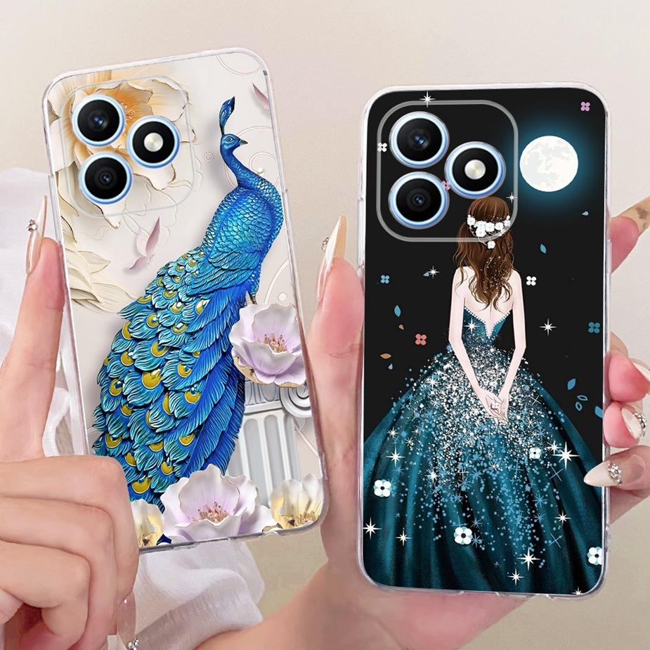 For Honor X8d 4G Case Beautiful Girl Peacock Painted Cover Soft Silicone Phone Case For Honor X8d X 8d HonorX8d 4G Fundas Bumper