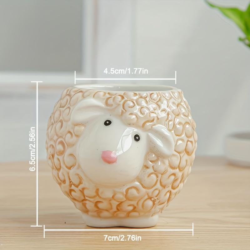 A Cute Animal-Themed Ceramic Planter for Succulents, Perfect for Decorating Your Balcony Table. Gardening Gift Home Decor