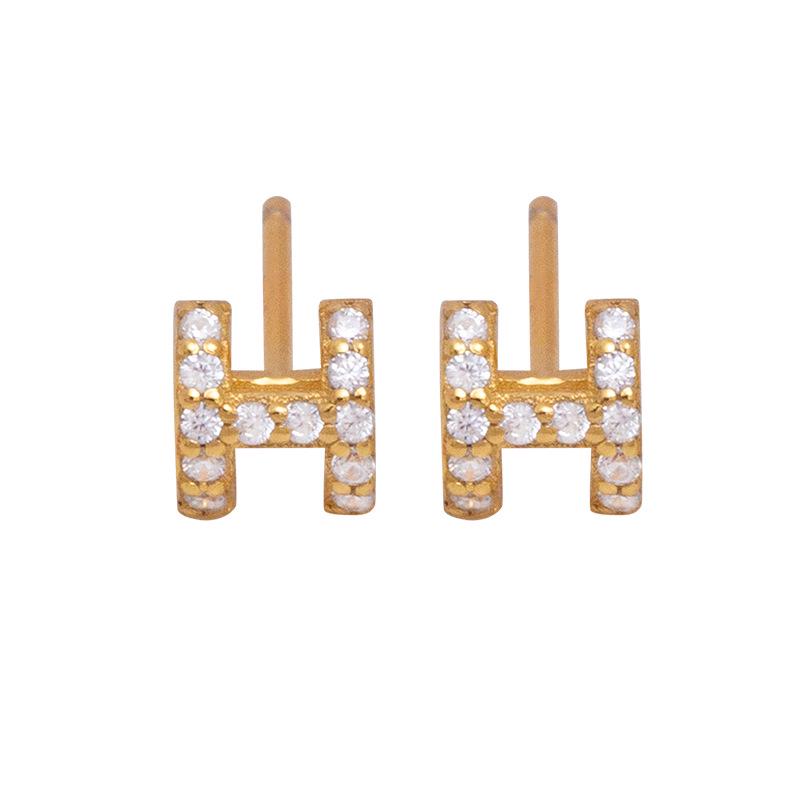 Banyan Tree S925 Silver 'H' Diamond Earrings for Women - Elegant and Versatile for Daily Wear.