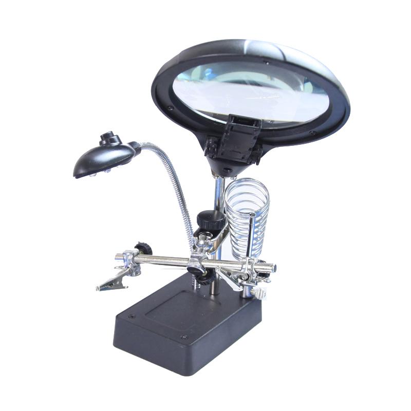 Three-fold replacement LED lamp lighting auxiliary multi-function bracket inspection 10 times table lamp magnifying glass