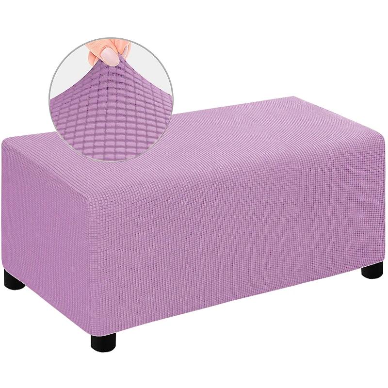 4 Sizes Jacquard Durable  Stretch Footrest Ottoman Cover Folding Storage Stool Furniture Protector Rectangle Slipcover