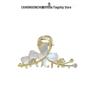 Exquisite Cat's Eye Flower Hair Clip for Women - Medium Size Alloy Claw for Spring & Summer