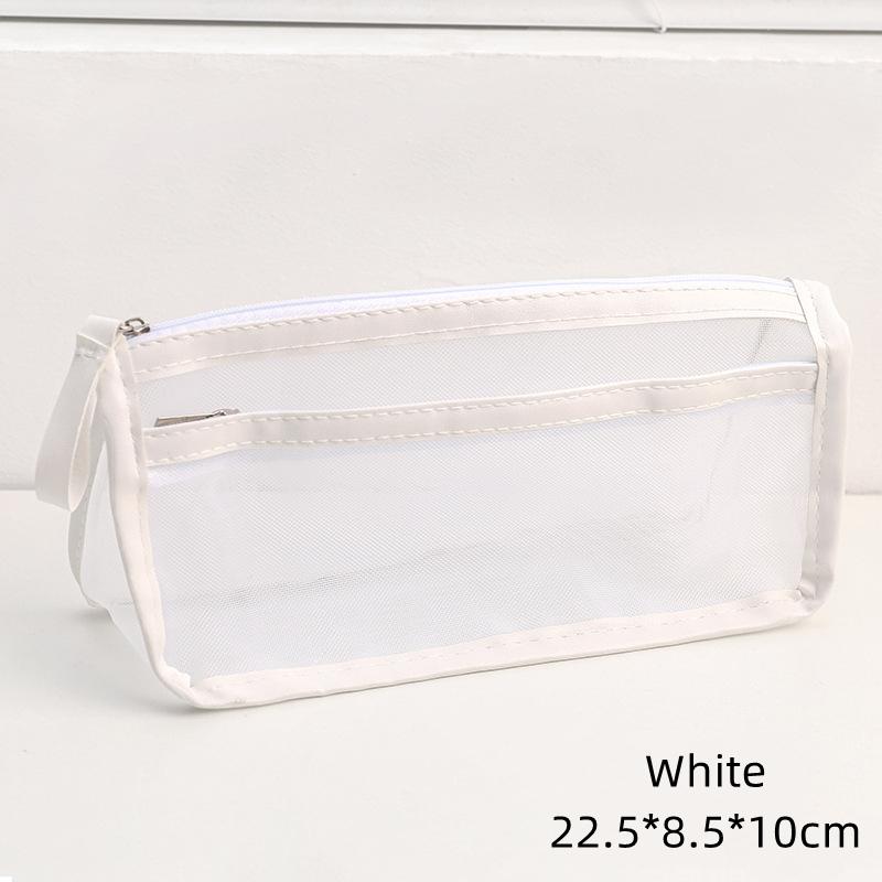 

1 шт., двойной сетчатый пенал, портативный визуальный цветной чехол для хранения, сумка для ручек для канцелярских принадлежностей, офиса, школы
