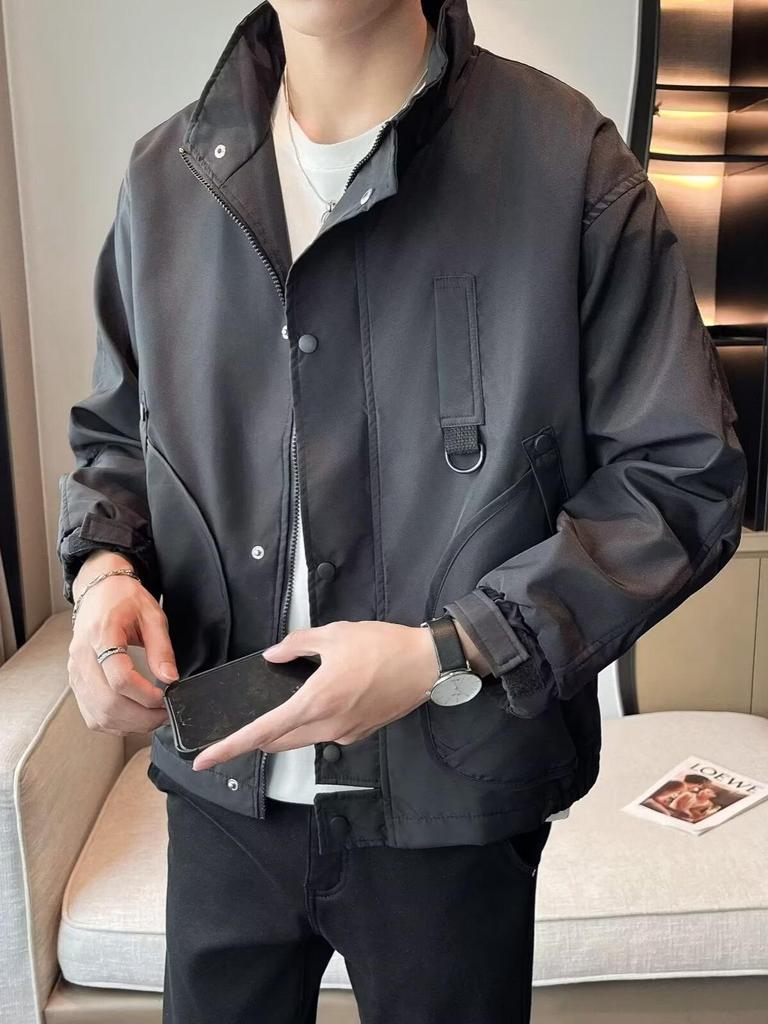 2025 Men's Trendy Hipster Jacket: Spring/Autumn High Street Style, Hong Kong & Japanese Harajuku Influence, Loose Fit, Korean Version.