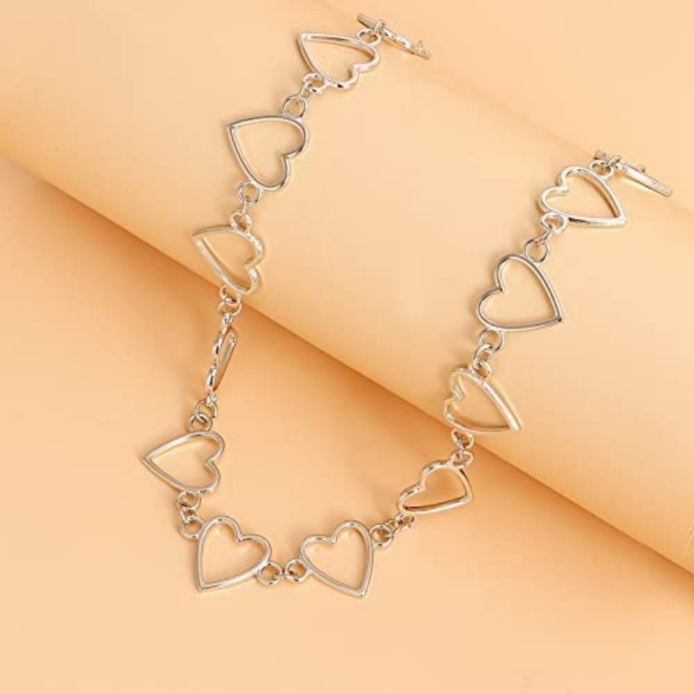 Choker-Halskette mit hohlem Herz für Mädchen und Frauen – geometrisches Herz-Choker-Statement-Halsband für Frauen und Mädchen, Halskette, Schmuck
