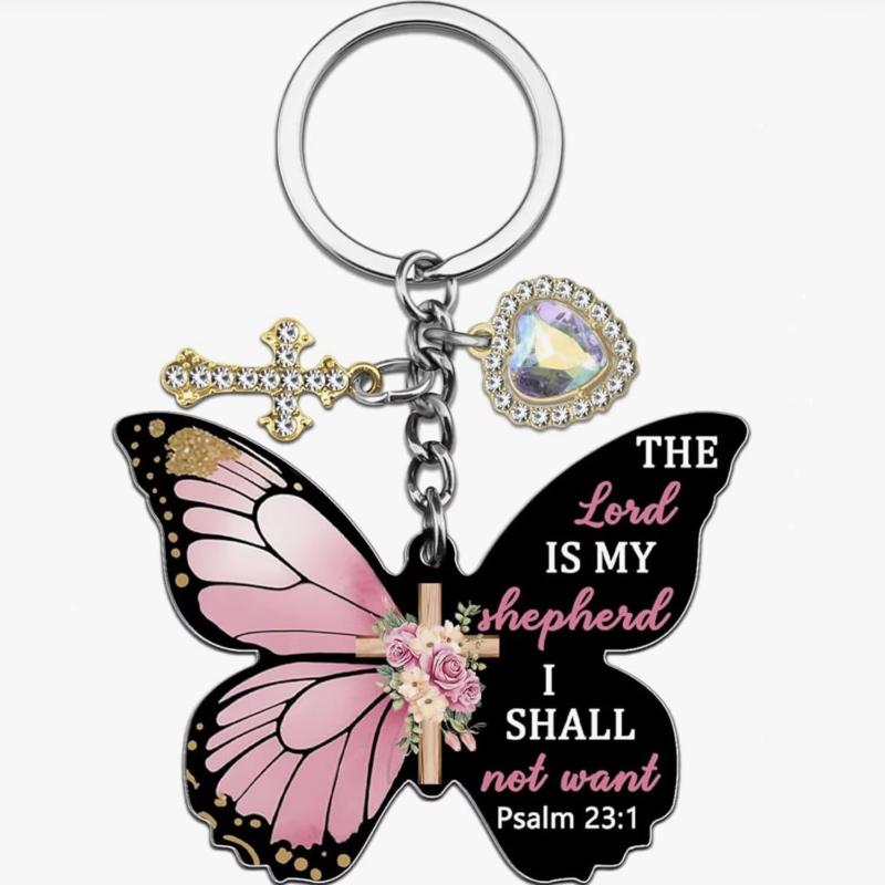 Butterfly Keychain With All Things Are Possible Verse Inspirational Religious Gift For Women Car Keys Bag Purse Accessory