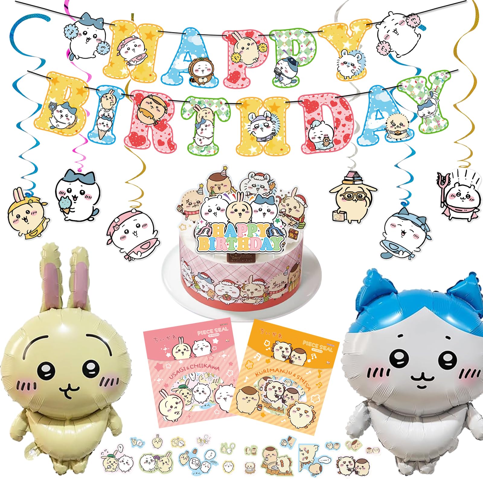 

Shiartex Chiikawa Birthday Birthday HAPPY BIRTHDAY Aluminum Hanging Birthday Decorations for Girls Decorations, Balloons, Decorations, Garland,