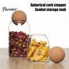 Gift for Home Organization Glass Storage Jar with Wooden Ball Cork Lid, Moisture-proof Airtight Food Heat Resistant Jars Container, Transparent
