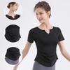 Yuoku Yoga Short Sleeve Sports Stretchy Women's Wear, Top, Fitness, Shirt, Figure-Contoured, Sweat-Wicking, Quick-Drying, Stretchy, Workout,