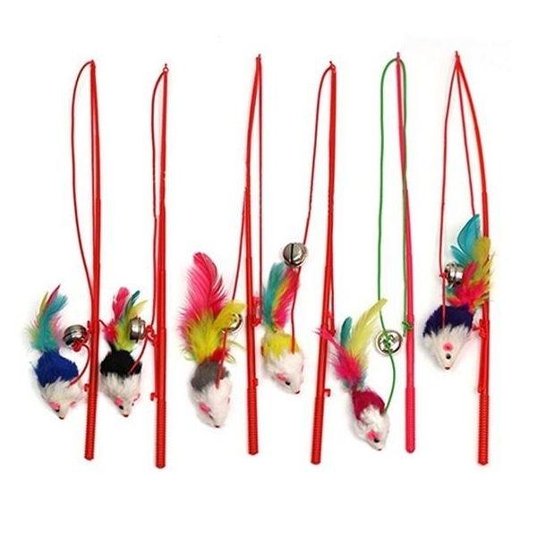 Toy Fishing Rod for Cat Rope Mouse and Bell