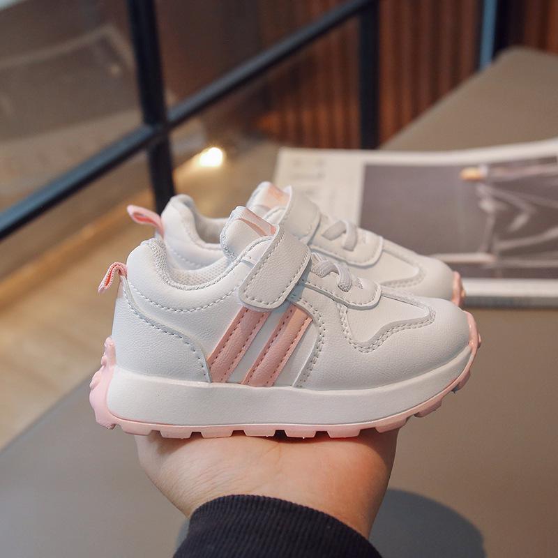 Children's Running Shoes - Soft Sole, Two-Stripe, Breathable, for Boys and Girls Aged 1-6.