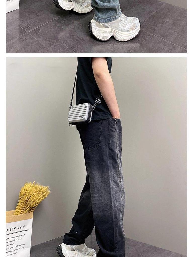 2025 Autumn High Street Loose Straight-Leg Jeans: Versatile Washed Punk Trousers