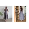Patchwork Solid Color Long Skirt Sleeveless Commuter Crew Neck Dress